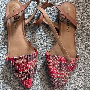 Lucky Brand Makaby Woven Pointed Toe Slingback Ankle Buckle Sandals